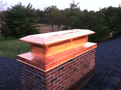 Before and after chimney cap replacement in Massapequa, NY