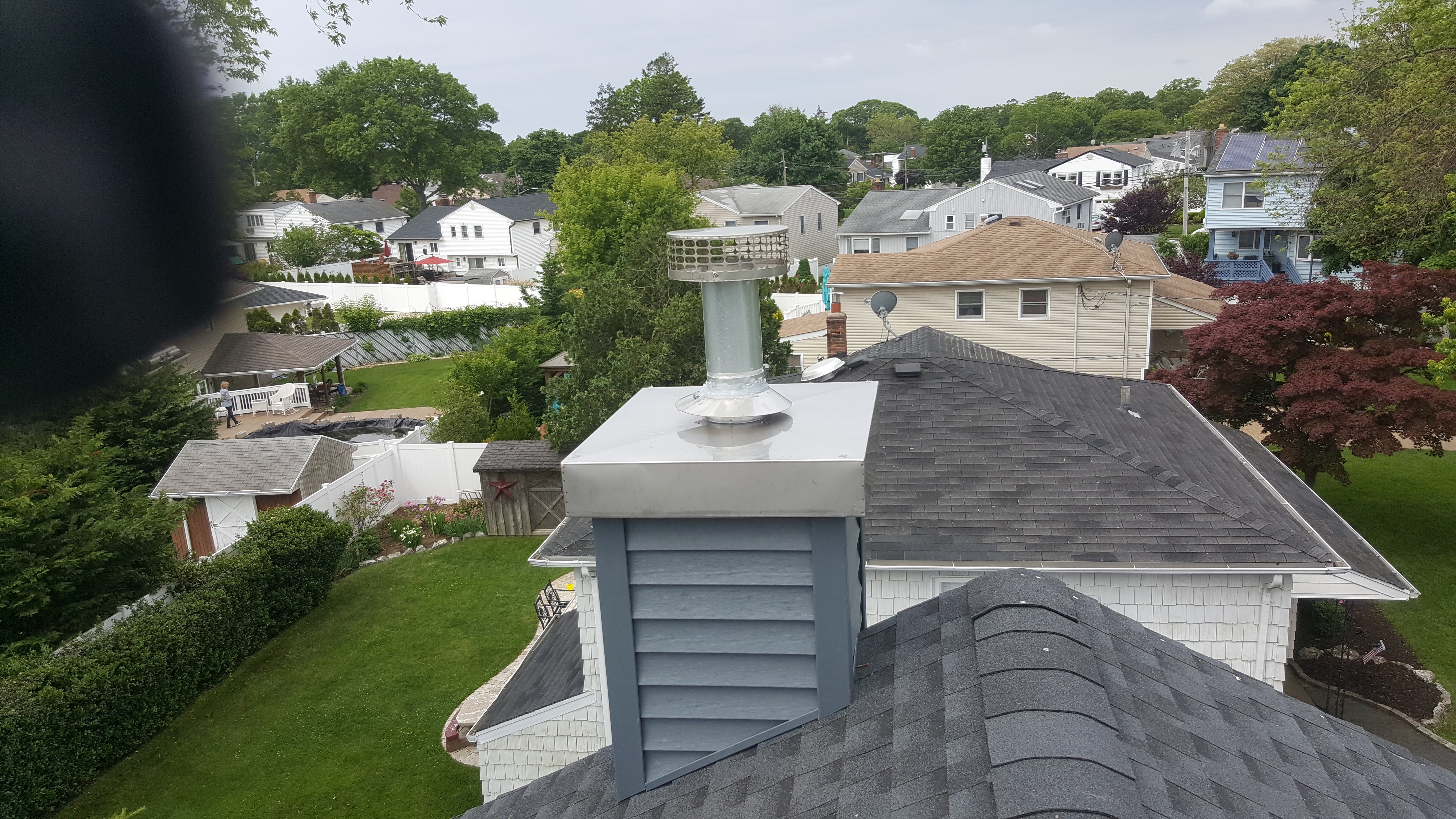 Complete chimney crown rebuild and waterproofing in Massapequa, New York