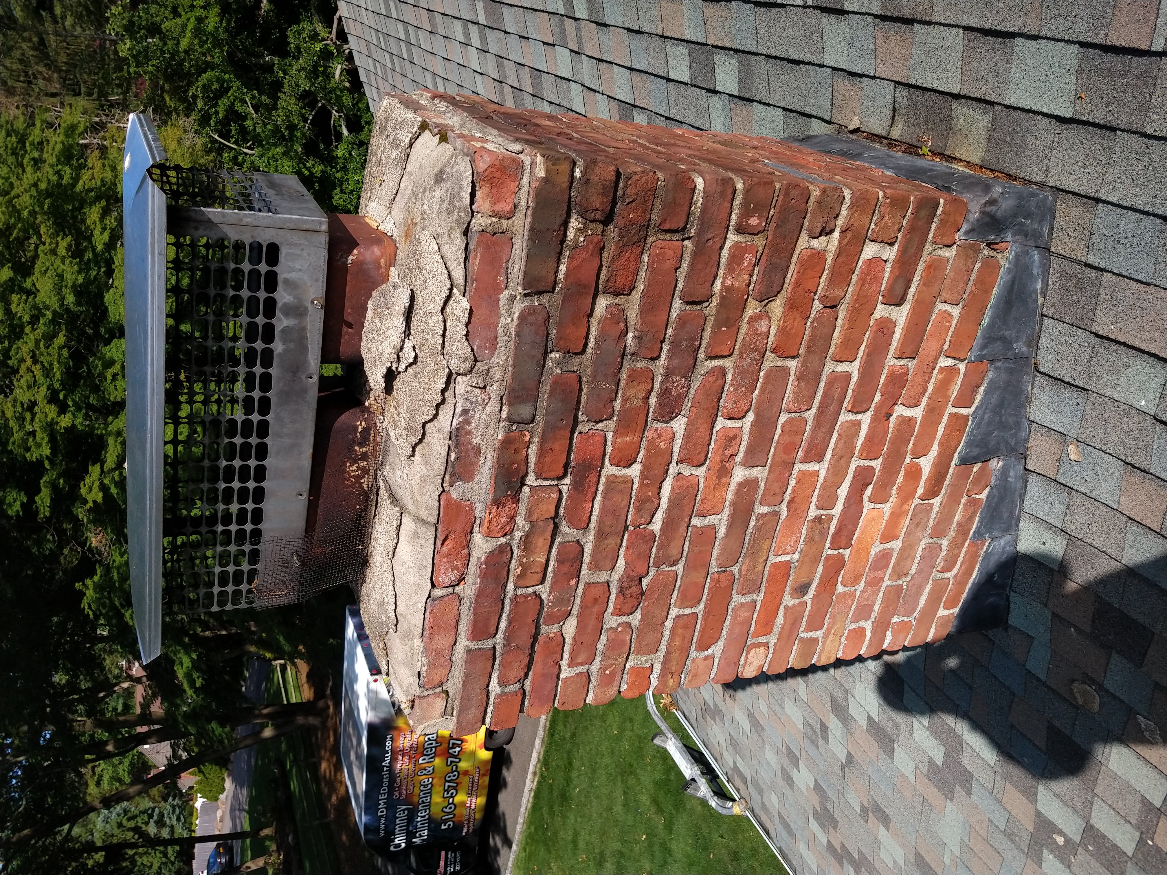 Before and after chimney pointing and tuckpointing in Massapequa, NY